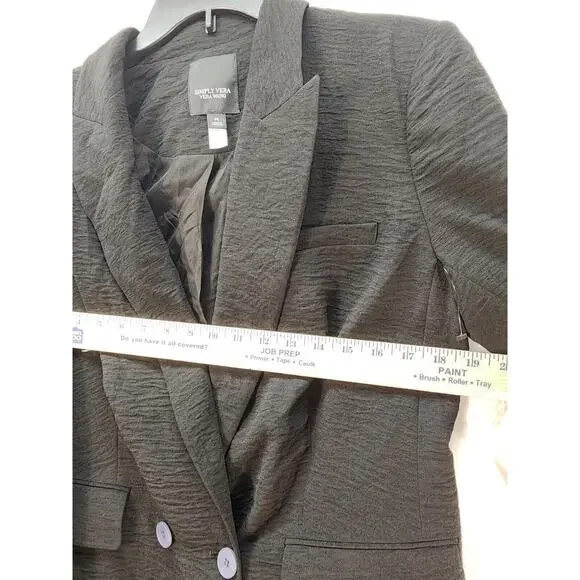 Simply Vera Wang Blazer Womens Med Black Textured Single Breasted Collared - Picture 4 of 7